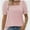 pinkstripe, variant on Women's Square Neck Tops Ruffle Trim Sleeve T-Shirts for Summer Casual Short Tees