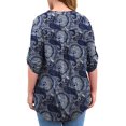 thumbnail image 3 of Hauts pour Femmes Chemises à Manches 3/4 Roulées Col en V Blouses Grande Taille Tunique, 3 of 4