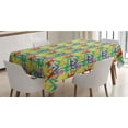 thumbnail image 1 of Yoga Tablecloth, Colorful Pattern with Various Poses from Eastern Movement Art, Rectangle Satin Table Cover Accent for Dining Room and Kitchen, 52" X 70", Multicolor, by Ambesonne, 1 of 2