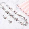 thumbnail image 4 of Women Faux Pearl Necklace Earrings Set Bridal Jewelry Set with Rhinestone (Silvery White), 4 of 5