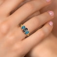 thumbnail image 4 of Gem Stone King 18K Yellow Gold Plated Silver Green Mystic Topaz and London Blue Topaz Filigree Style 3 Stone Ring for Women (2.78 Cttw, Oval 8X6MM and 6X4MM) (Size 7), 4 of 6