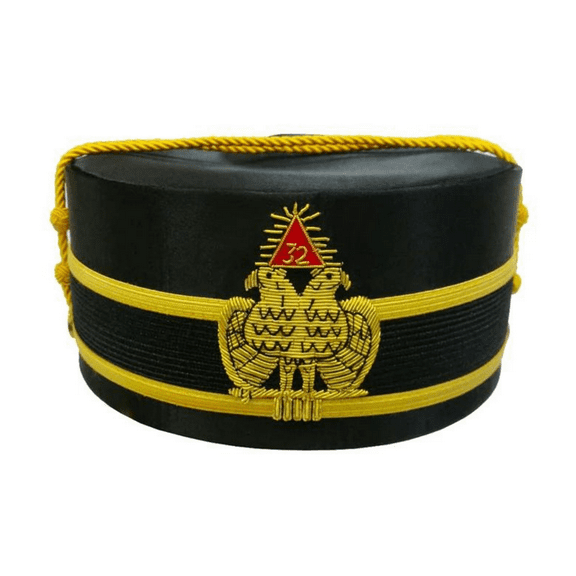 32nd Degree Scottish Rite Crown Cap - Golden Double-Eagle Wings Down, Premium Masonic Regalia