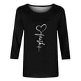 thumbnail image 5 of Enjoytime Womens Blouses Trendy Printed 3/4 Sleeve Crewneck Tee Shirts Tops Loose Fashion Casual Shirts for Women, 5 of 5