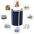 thumbnail image 6 of Circular Hamper Single Layer Laundry Basket Storage Basket Waterproof Single Layer Fabric With Handle Pe Support Strip Darkblue Stripe_2 Small, 6 of 8