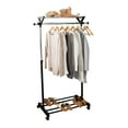 thumbnail image 4 of Organize It All Adjustable Mobile Clothing Rack With Top And Bottom Storage Shelf, 4 of 4