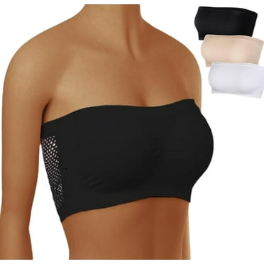 Sksloeg Strapless Bras for Women Stretch Strapless Bralettes Non Padded Stretch Top Tube Bras for Women Girls,Beige M