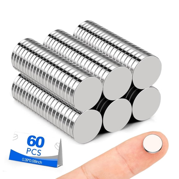 HBMYN Small Magnets,60 Pack Refrigerator Magnets 10X2Mm | Rare Earth Magnet Neodymium Magnet for Crafts,Whiteboard,Kitchen Cabinet 60 Pack 10X2Mm Neodymium Disc Magnets