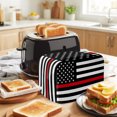 thumbnail image 3 of Toaster Cover 2 Slice, Red American Flag Dustproof Bakeware Oven Protector with Top Hook, Black White Striped US Flag Stars Waterproof Small Kitchen Appliance Toasters Dust Cover, 11"x6"x8", 3 of 9