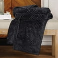 thumbnail image 4 of BNM Diamond Fleece Plush Fluffy Blanket, Twin, Black, 4 of 8