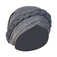 thumbnail image 2 of Womens Elastic Solid Color Comfortable Flat Hat Beaded Flower Hair Cap, 2 of 3