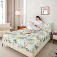 thumbnail image 4 of Feelyou Spring Flower Floral Full Size Sheets, Palm Leaf Botanical Bed Sheets, Teens Kids Girls Women Sheet Sets, Ultra Soft Bedroom Decor, 4 Pieces, 4 of 7