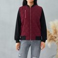 thumbnail image 5 of Nituyy Women Autumn WInter Zipper Up Flight Bomber Jackets Ladies Casual Coat Outerwear Patchwork Jacket, 5 of 9