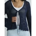 thumbnail image 5 of Time and Tru Women's Tie Front Pointelle Sweater with Long Sleeves, Lightweight, Sizes XS-XXXL, 5 of 5