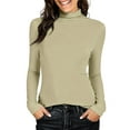 thumbnail image 2 of Women's Long Sleeve Mock Turtleneck Shirts 2025 Base Layer Slim Fit Thermal Underwear Tops Mint Green M, 2 of 9