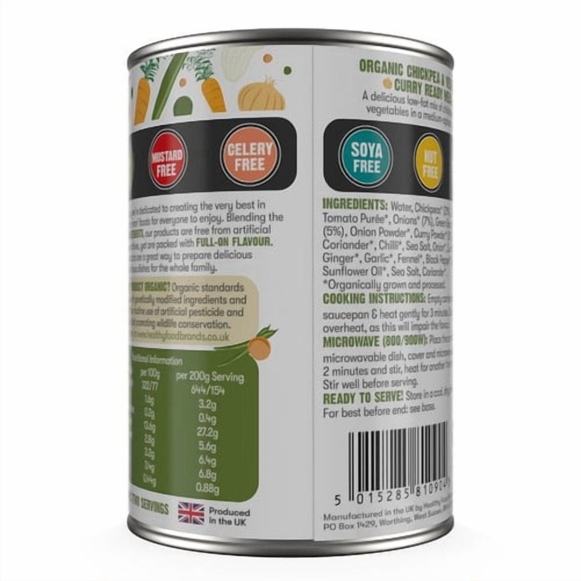 Free & Easy Free From Organic Chick Pea & Vegetable Curry 400g, British Import (Pack of 2)