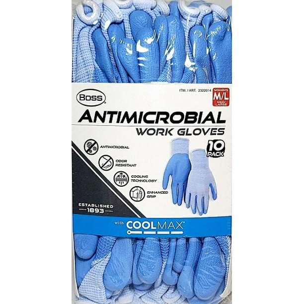 Boss Antimicrobial Work Gloves. Size S/M for Women.
