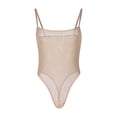 thumbnail image 2 of Hkoxplj Women's Sheer Mesh Thong Bodysuit Spaghetti Strap Square Neck See Through High Stretch Slim Fit Solid Color Bodysuit with Adjustable Straps Club Nightwear Party Outfit for Women, 2 of 8