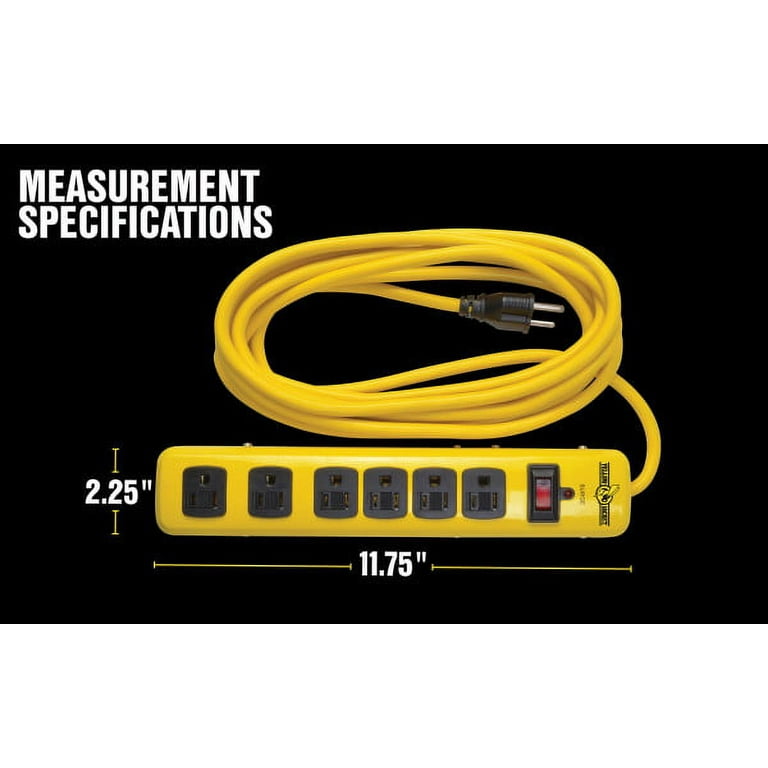 Yellow Jacket 5138N 1440 Joules 15 ft. Cord 6 Outlet Metal Surge Protector Strip Walmart