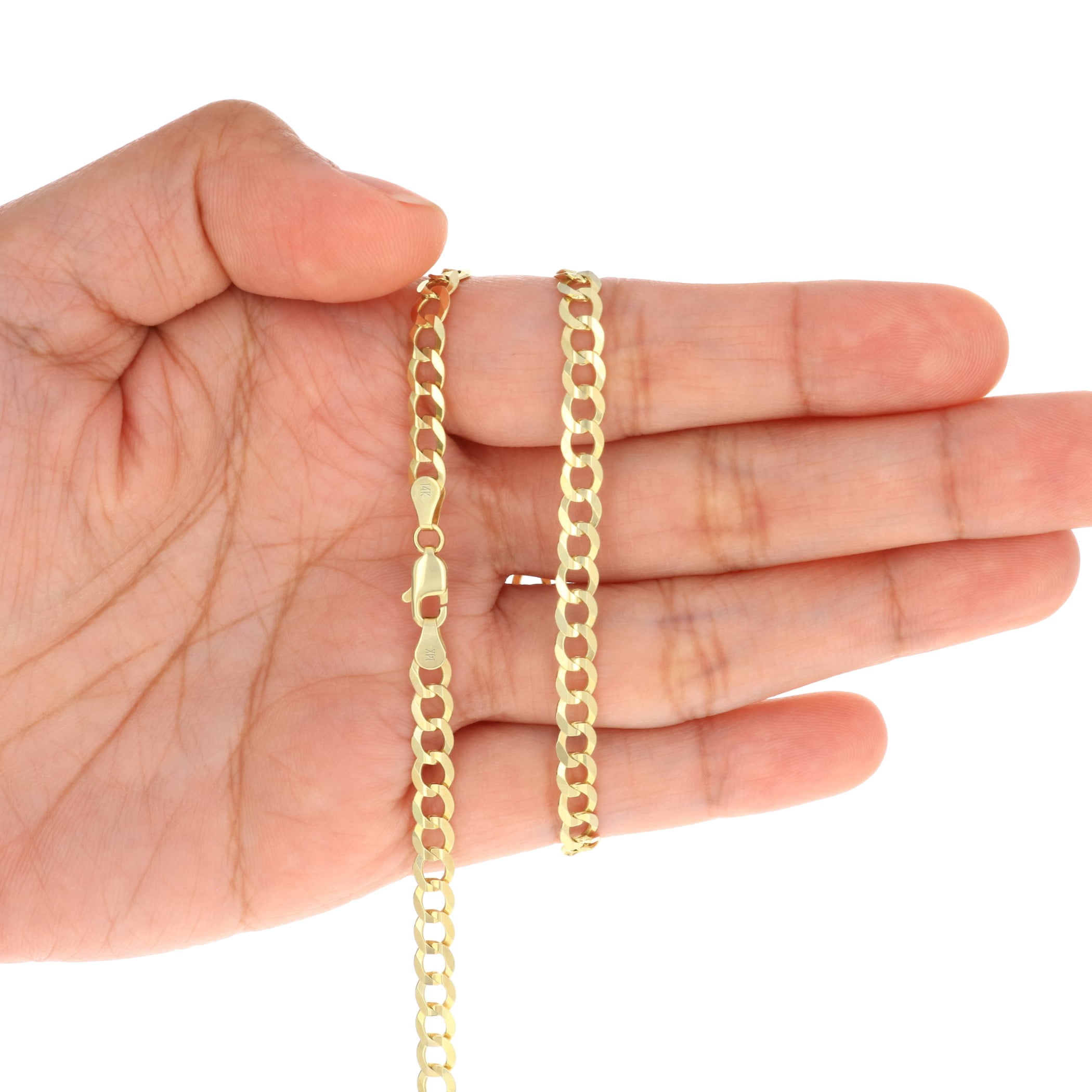 Nuragold 14k Real Yellow Gold Solid Cuban Curb Link 5mm Chain Bracelet (7"-9") Italian Jewelry for Men & Women