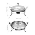 thumbnail image 2 of 26cm Stainless Steel Chafing Dish Round Buffet Food Warmer Tray Silver w/Holder, 2 of 23