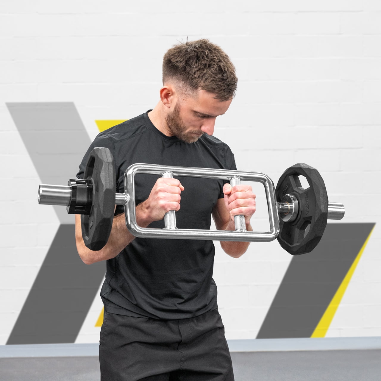 FORZA Olympic Tricep Bar | 20lb Steel Barbell with Chrome Finish – Strength Training for Triceps, Biceps & Shoulder Workouts