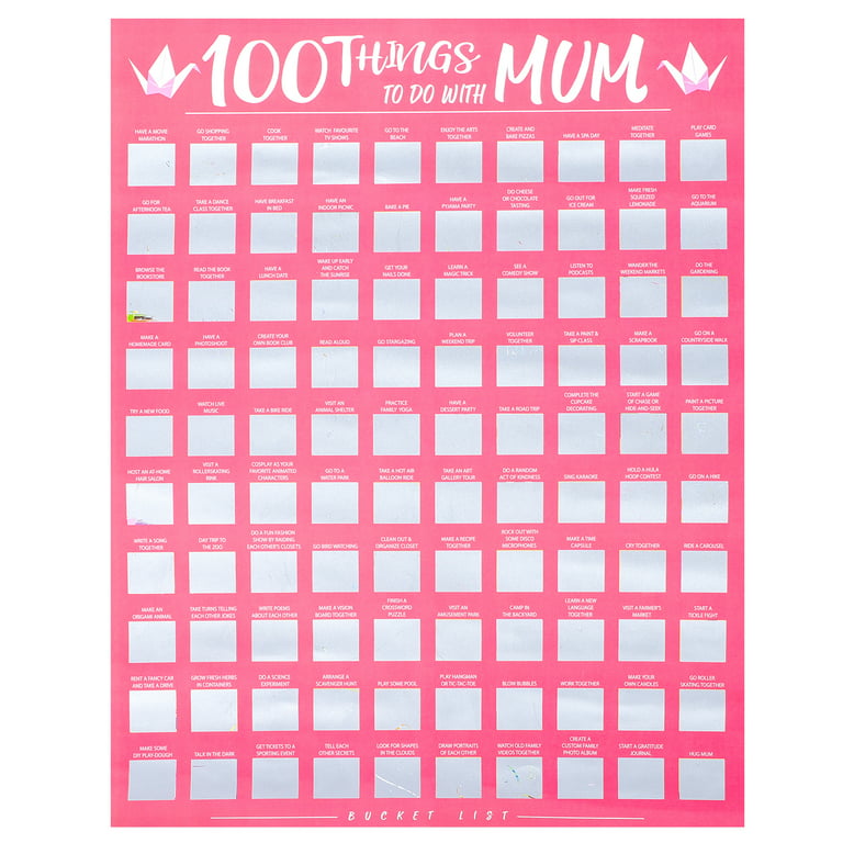 100-Things to Do with Mom Wish List Scratch off Poster Things to Do  Scratchable Poster Mother's Day Gift 