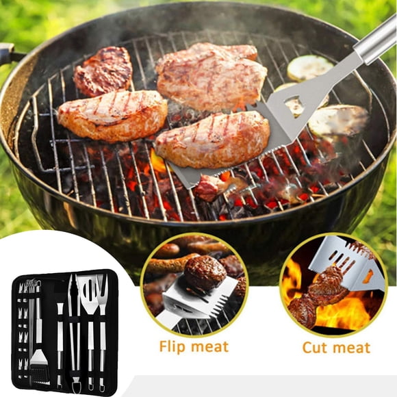 Barbecue Clips 2 Stainless Steel Outdoor Grill Tools Set for Camping and Picnic – Portable Ergonomic Grilling Accessories with Wood Handles Complete Kitchen Utensils Kit for Outdoor Adventures