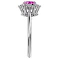 thumbnail image 4 of SuperJeweler 2/3 Carat Oval Shape Created Pink Sapphire and Halo Diamond Ring In Sterling Silver For Women, 4 of 6