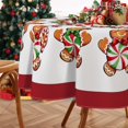 thumbnail image 6 of Merry Christmas Gingerbread Man Round Tablecloth 70 x 70 Inch, Xmas Peppermint Candy Holly Red Berry Decorative Table Cloth Dining Table Cover, Winter Holiday Dinner Party Picnic Decoration, 6 of 7