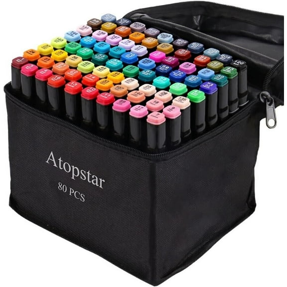80 Colors Alcohol Markers Artist Drawing Art Dual Tip Coloring Painting Supplies