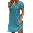 thumbnail image 2 of GaThRRgYP Women's Boho Tiered Short Sleeve Dress,Women Summer Casual Leaf Sleeves Hollow Neckline Design Dress Long Skirt Navy S, 2 of 5