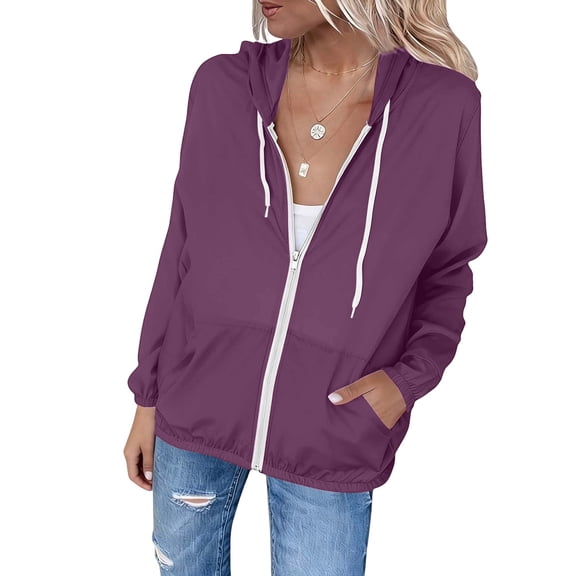 Wlynlyn Women's Sun Protection Lightweight Jacket Plus Size Long Sleeve Zip up Athletic Jacket Summer Workout Outdoor Hiking Jackets