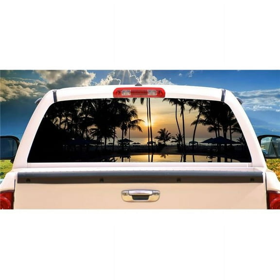 SignMission Island Sunrise Rear Window Graphic Truck View Thru Vinyl Back Decal