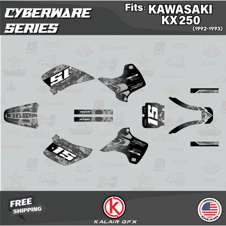 Kalair GFX Graphics Kit for Kawasaki KX250 (1992-1993) Cyberware Series