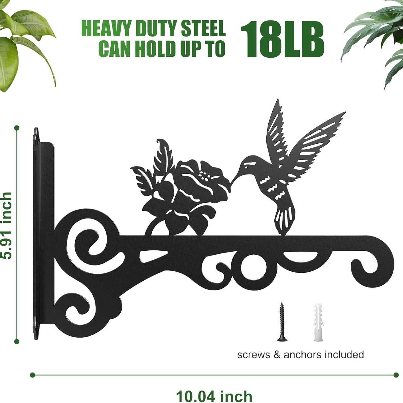 JMYHOAM Home Storage 2pc Hanging Hanger Bracket Iron Hooks For Hanging Baskets Heavy Duty Decorative Hummingbird Wall Mounted Hanging Hooks Outdoor