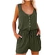 thumbnail image 2 of ICHUANYI Clearance Women Casual Jumpsuits Sexy Drawstring Button V-Neck T-Shirt Sleeveless Fashion Loose Fit Button Tank Tops Jumpsuits(Army Green, XXL) ICHUANYI WER2023081004187, 2 of 4