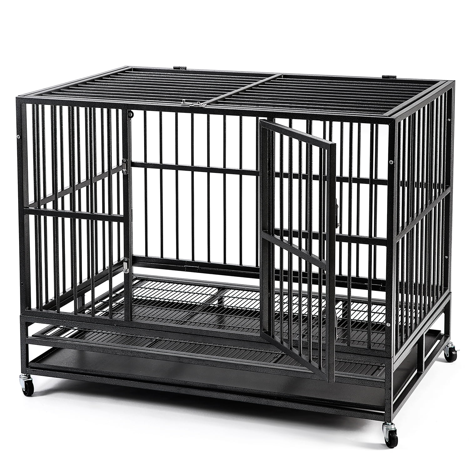 Ainfox Heavy Duty Dog Cage with Wheels, XLarge, 42"L