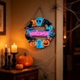 thumbnail image 4 of Halloween Wooden Door Wreath Hanger, Spooky Black Cat Pumpkin Skeleton Welcome Sign for Front Door Porch Indoor Outdoor Haunted House Party Wall Decor, 4 of 6