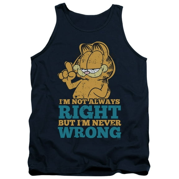 Garfield Never Wrong Adult Tank Top Navy