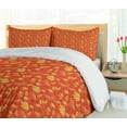 thumbnail image 5 of Ambesonne Floral Duvet Cover Sets, Retro Dotted Tropical Leaves, 2-Queen, Scarlet Dark Yellow, 5 of 7