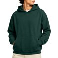 thumbnail image 2 of Men's Solid Color Pullover Hoodie, Long Sleeve Loose Fit Fall Casual Streetwear Sweatshirt with Front Pocket Army Green L, 2 of 5