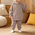 thumbnail image 2 of OJSFQUFP Thickened and Winter Sports Suit for Boys and Girls Casual Pullover Hoodie Long Pants Two Piece Set, 2 of 8