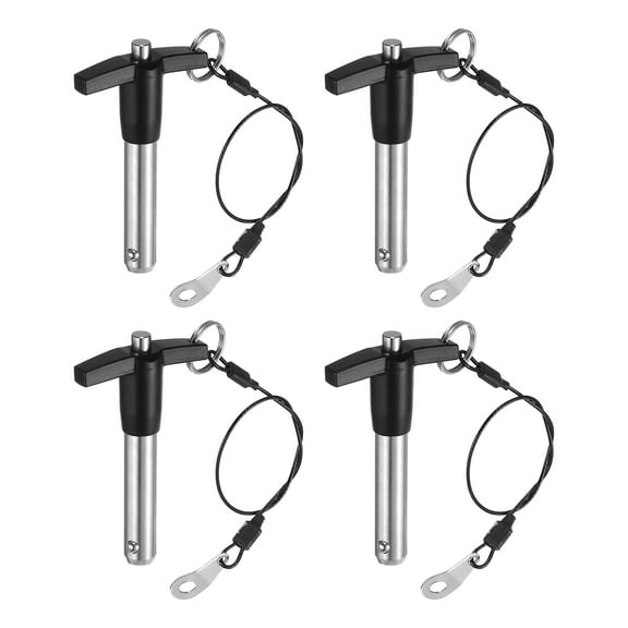 Uxcell 4Pack T Handle Lock Pins, 12mm x 40mm Usage Length Stainless Steel Push-Button Quick Release Pin
