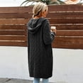 thumbnail image 3 of Bexdxz Women's Hooded Cable Knit Long Cardigan, Chunky Knit Sweater Coat with Side Pockets, Solid Color Fall Winter Outerwear Dark Gray 2XL, 3 of 4