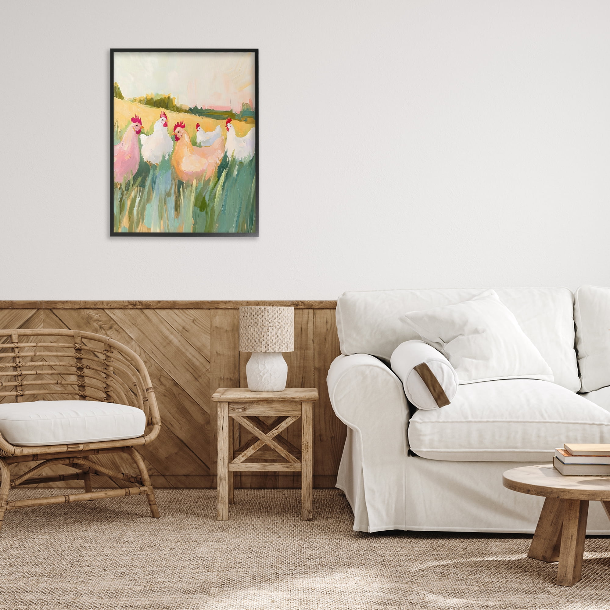 Stupell Industries Sunlit Flock of Chickens Black Framed Giclee Art, design by The Prints Vibe