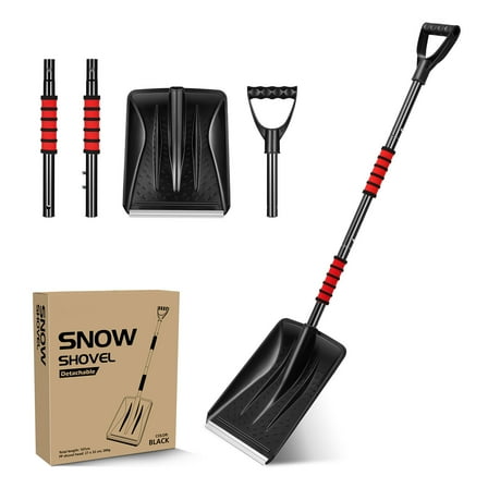 WRITWAA Snow Shovel Black Metal for Snow Shovelling Reliable Lightweight Handle