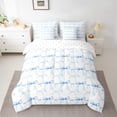 thumbnail image 2 of Manfei Princess Bow Bowtie Bedding Sets Twin Size,Cartoon Pattern Comforter Sets with Sheets,White Blue Bed in a Bag Twin Size For Girly,Super Cozy Room Decorative Reversible,7-Piece, 2 of 7