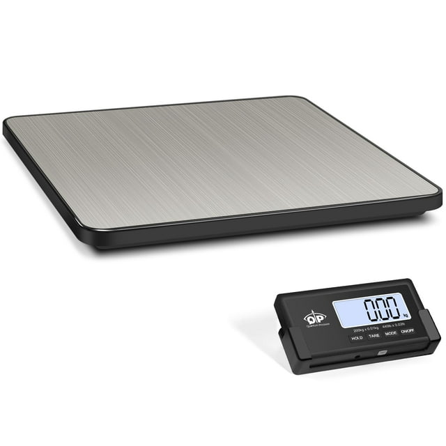 QP Shipping Scale, 440 lb/0.35 oz High Accuracy Digital Postal Scale, Postage Scale, Wireless LCD Display, Hold/Tare Function, Lightweight Scale for
