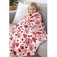 thumbnail image 4 of Serafina Home Love Valentine Throw Blanket: Boho Hearts with Modern Contemporary and Traditional Designed Red and White Hearts, Microfiber Fleece Velour, Accent for Couch Sofa Chair Bed or Dorm, 4 of 12
