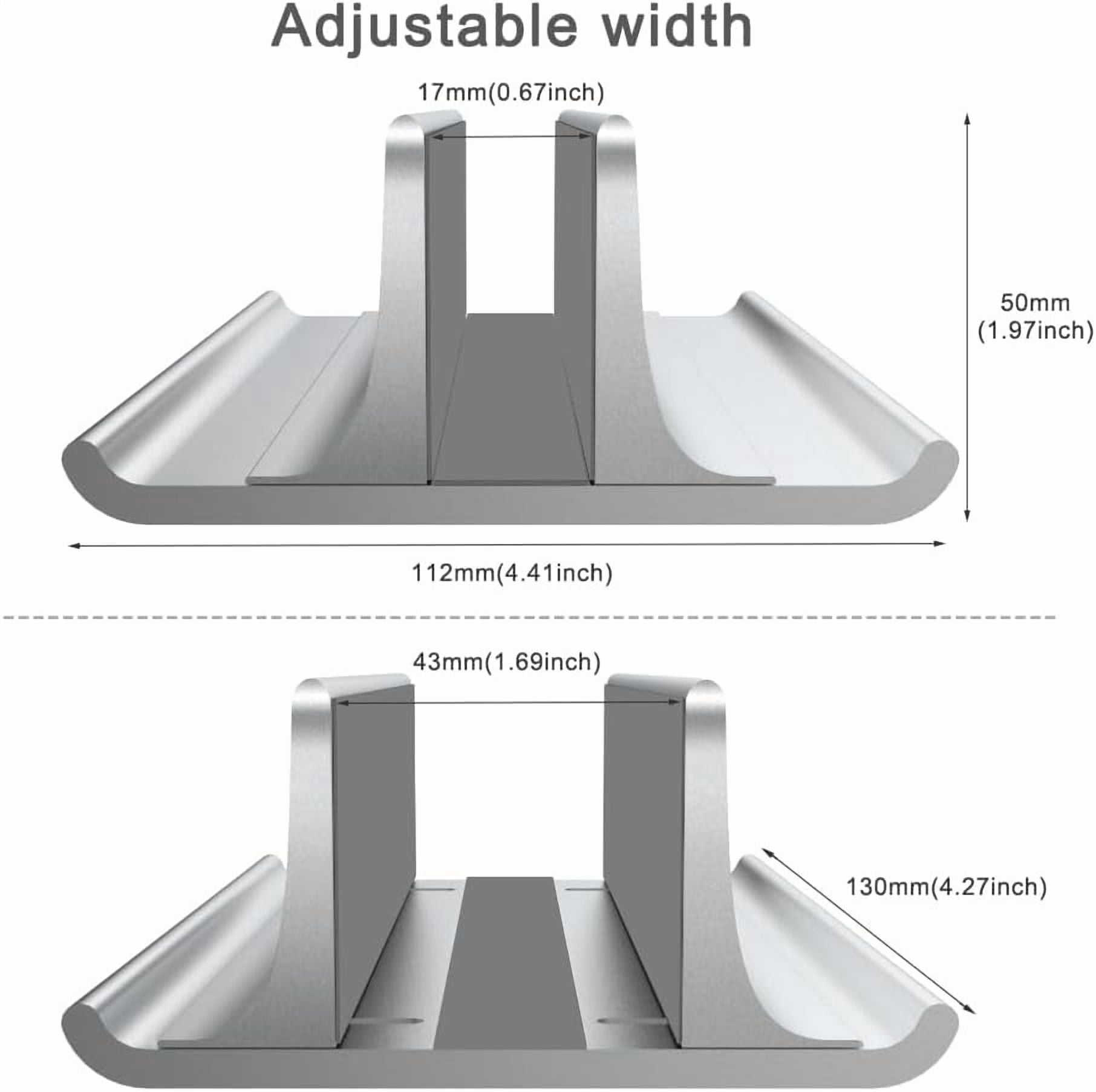 3-in-1 Aluminum Laptop Stand Vertical Laptop Stand Holder for Desk with Adjustable Dock, Space-Saving Organizer for All MacBook, Surface, Samsung, HP, Dell, up to 17.3 inch
